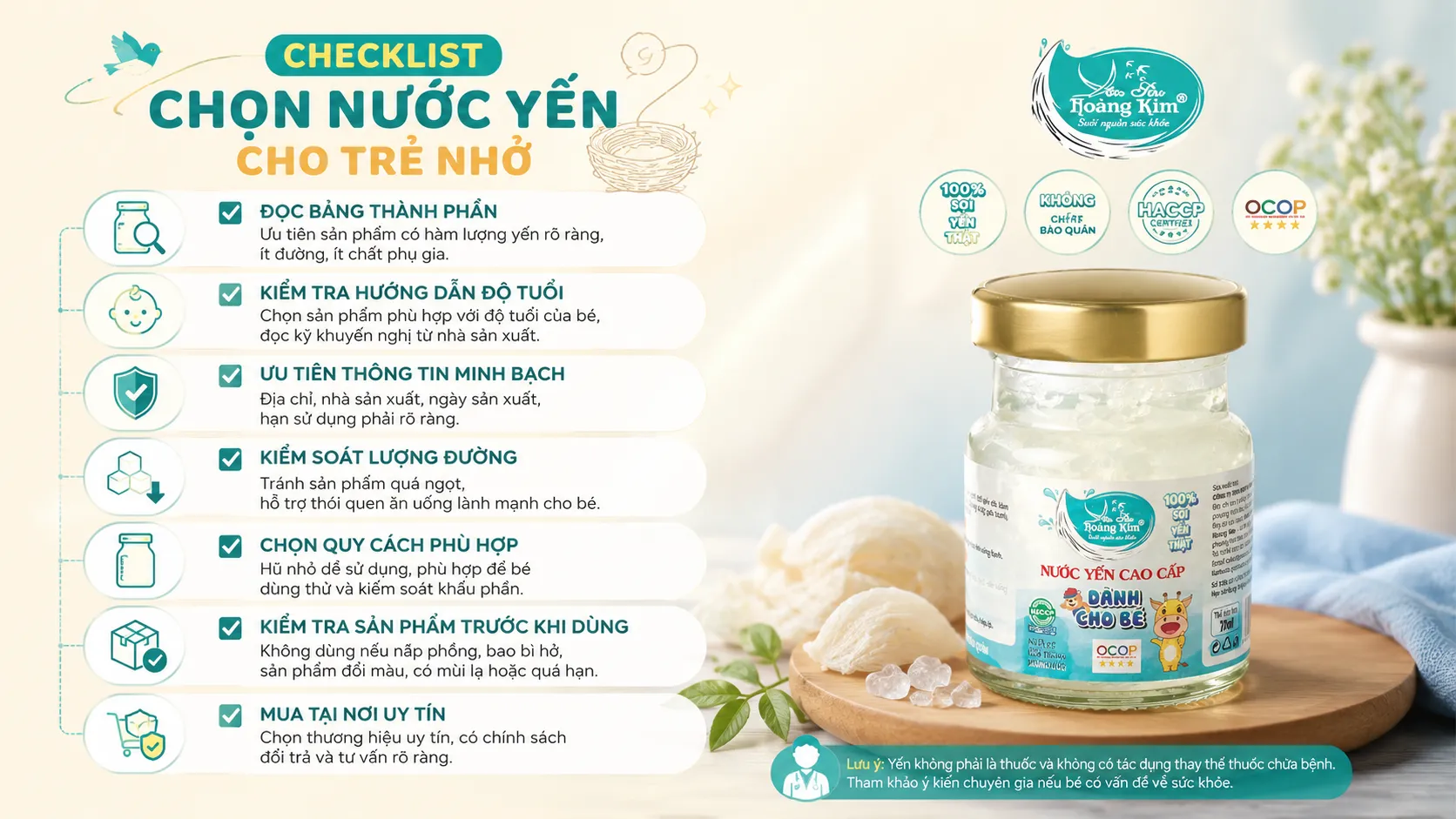 Checklist chọn nước yến cho trẻ nhỏ