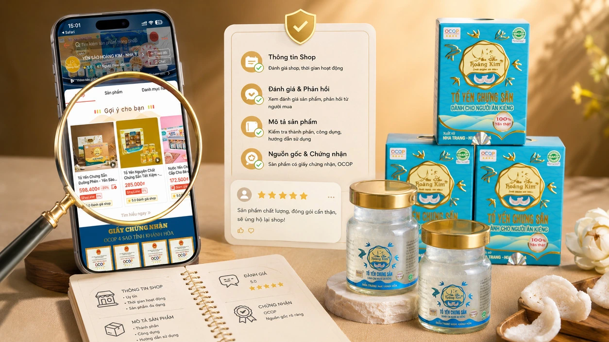 Checklist chọn shop yến sào uy tín trên Shopee