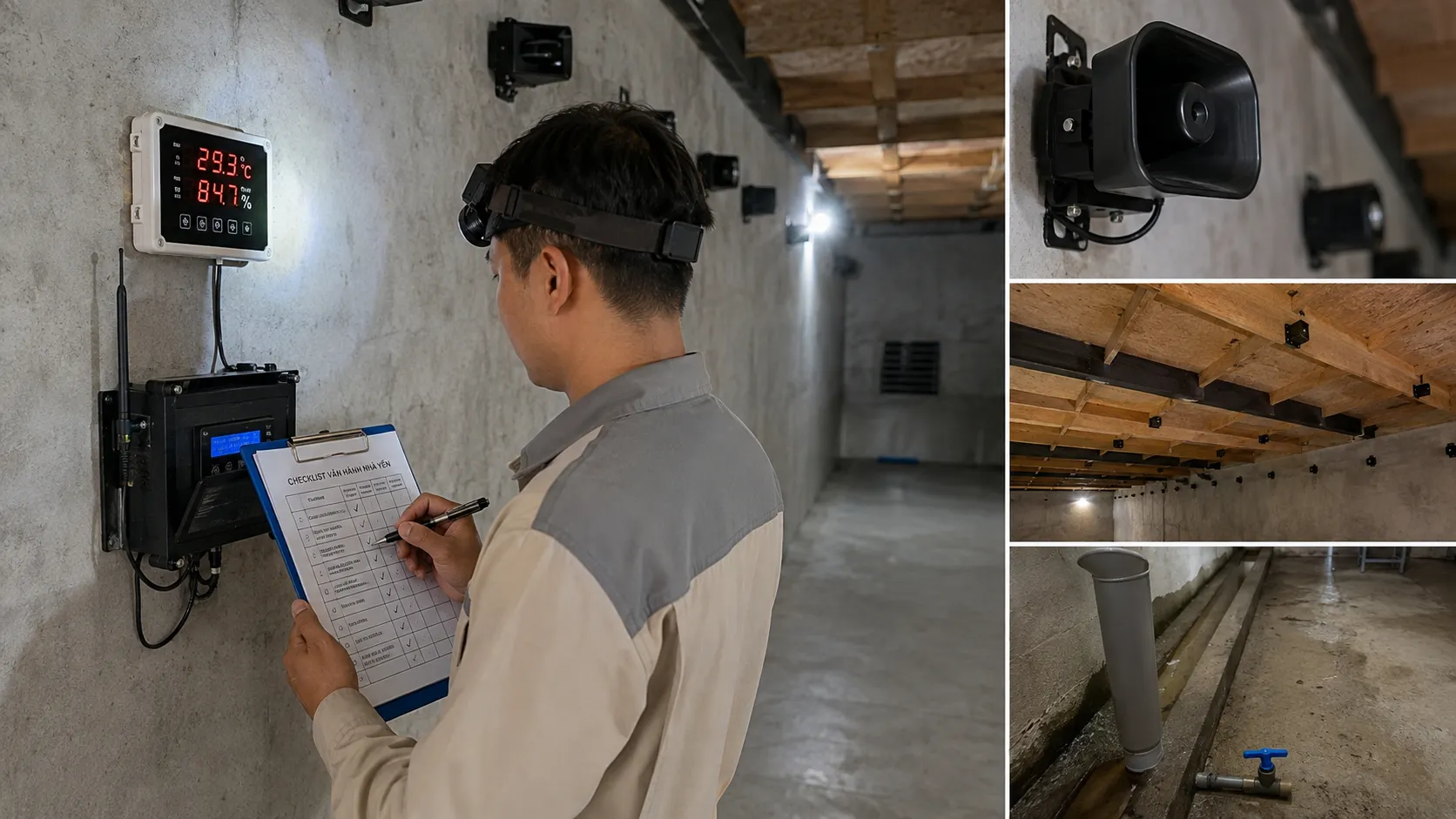 Checklist kiểm tra môi trường, âm thanh, vệ sinh và an toàn trong nhà yến