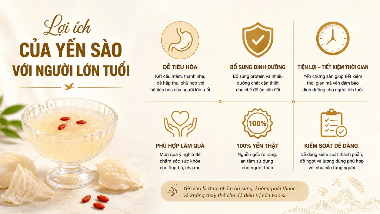Lợi ích của yến sào với người lớn tuổi